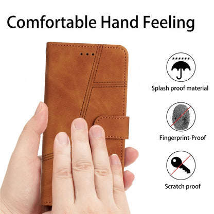 For iPhone 16 Skin-feel Stitching Leather Phone Case(Brown) - iPhone 16 Cases by buy2fix | Online Shopping UK | buy2fix