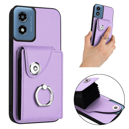 For Motorola Moto G Play 2024 5G Organ Card Bag Ring Holder Phone Case(Purple) - Motorola Cases by buy2fix | Online Shopping UK | buy2fix