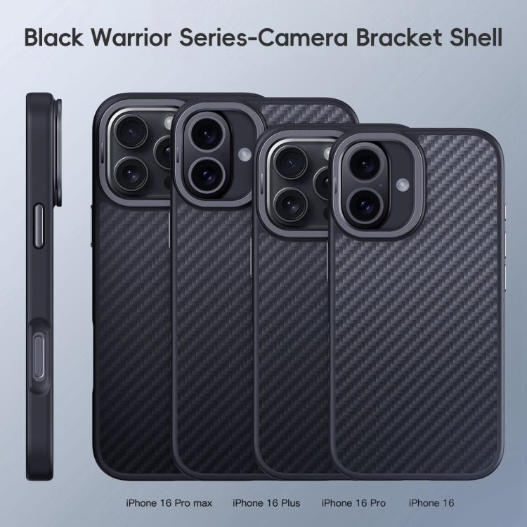 For iPhone 16 Carbon Fiber Kevlar Lens Holder MagSafe Magnetic Phone Case(Black) - iPhone 16 Cases by buy2fix | Online Shopping UK | buy2fix