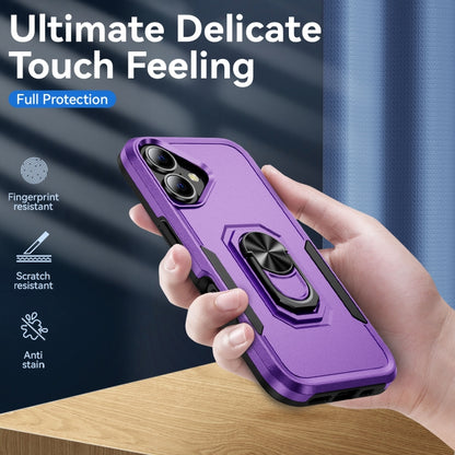 For iPhone 16 Plus Pioneer Armor Heavy Duty PC + TPU Phone Case with Holder(Purple+Black) - iPhone 16 Plus Cases by buy2fix | Online Shopping UK | buy2fix