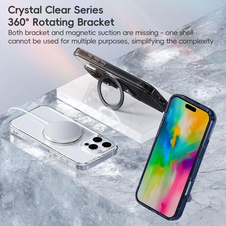 For iPhone 16 Plus Crystal Clear MagSafe Magnetic Holder Phone Case(Transparent Black) - iPhone 16 Plus Cases by buy2fix | Online Shopping UK | buy2fix