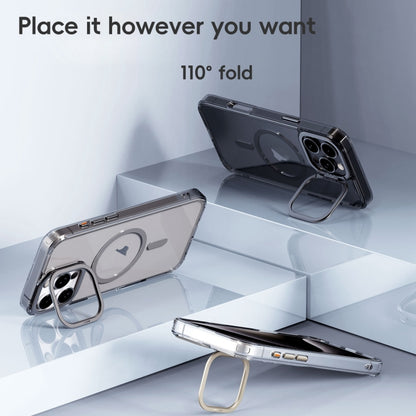 For iPhone 16 Plus Frosted Crystal Clear Lens Holder MagSafe Magnetic Phone Case(Transparent) - iPhone 16 Plus Cases by buy2fix | Online Shopping UK | buy2fix