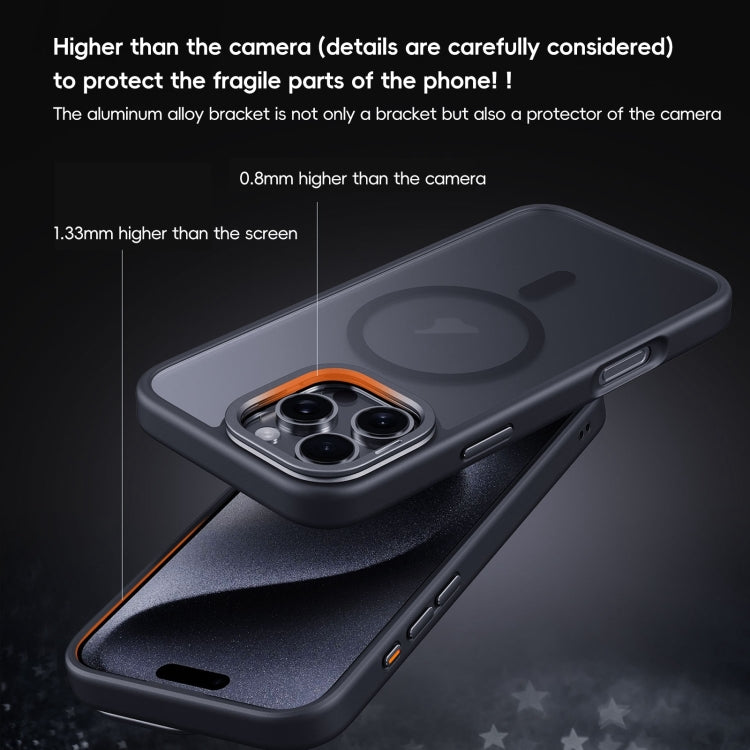 For iPhone 16 Pro Max Frosted Lens Holder MagSafe Magnetic Phone Case(Black) - iPhone 16 Pro Max Cases by buy2fix | Online Shopping UK | buy2fix