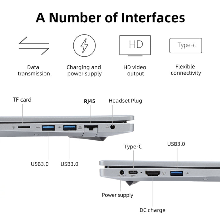 14 inch Windows 11 Laptop, 16GB+128GB, Gen 4th Intel Core i3 CPU, 180 Degree Rotation Axis(Silver) - Others by buy2fix | Online Shopping UK | buy2fix