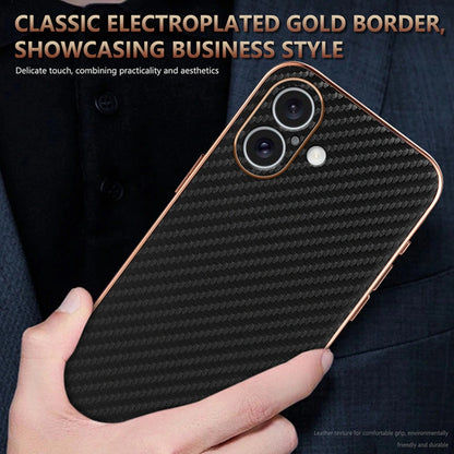 For iPhone 16 Plus AZNS Electroplated Edge Carbon Fiber Texture Phone Case(Black) - iPhone 16 Plus Cases by AZNS | Online Shopping UK | buy2fix