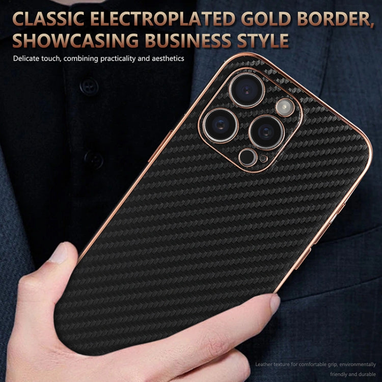 For iPhone 15 Pro Max AZNS Electroplated Edge Carbon Fiber Texture Phone Case(Green) - iPhone 15 Pro Max Cases by AZNS | Online Shopping UK | buy2fix