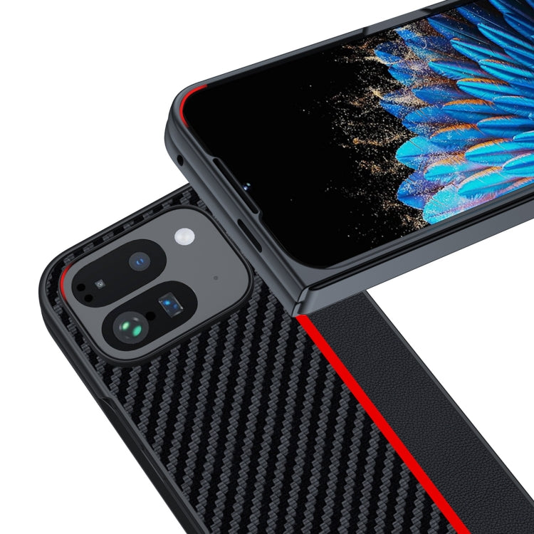 For Google Pixel 9 Pro Fold Ultra-thin Carbon Fiber Texture Printing Phone Case(Black Red) - Google Cases by buy2fix | Online Shopping UK | buy2fix