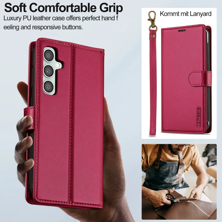 For Samsung Galaxy A35 5G LC.IMEEKE L2 Series Detachable Magsafe PU Phone Case with Lanyard(Red) - Galaxy Phone Cases by LC.IMEEKE | Online Shopping UK | buy2fix