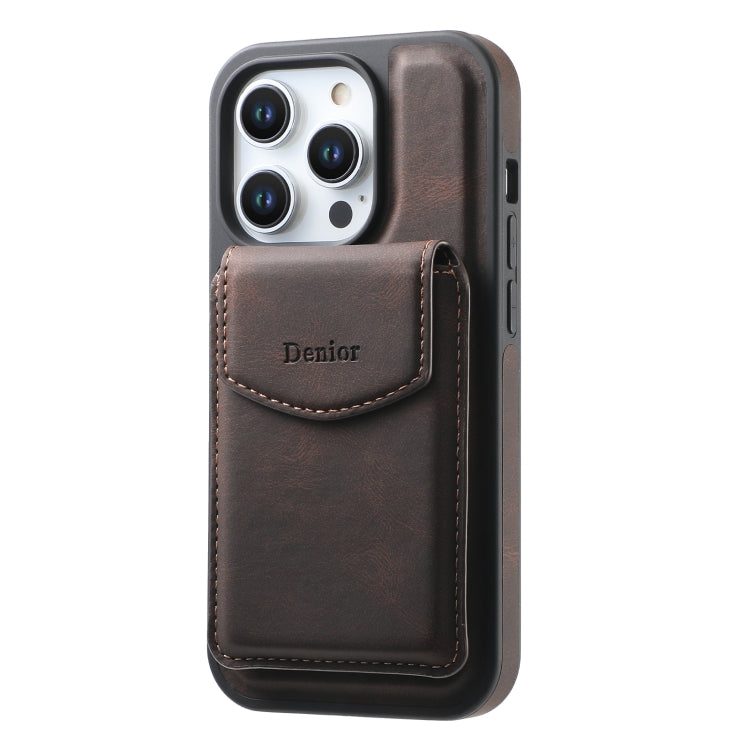 For iPhone 13 Pro Max Denior D20 Skin Feel MagSafe Holder Detachable Card Slot Phone Case(Brown) - iPhone 13 Pro Max Cases by Denior | Online Shopping UK | buy2fix