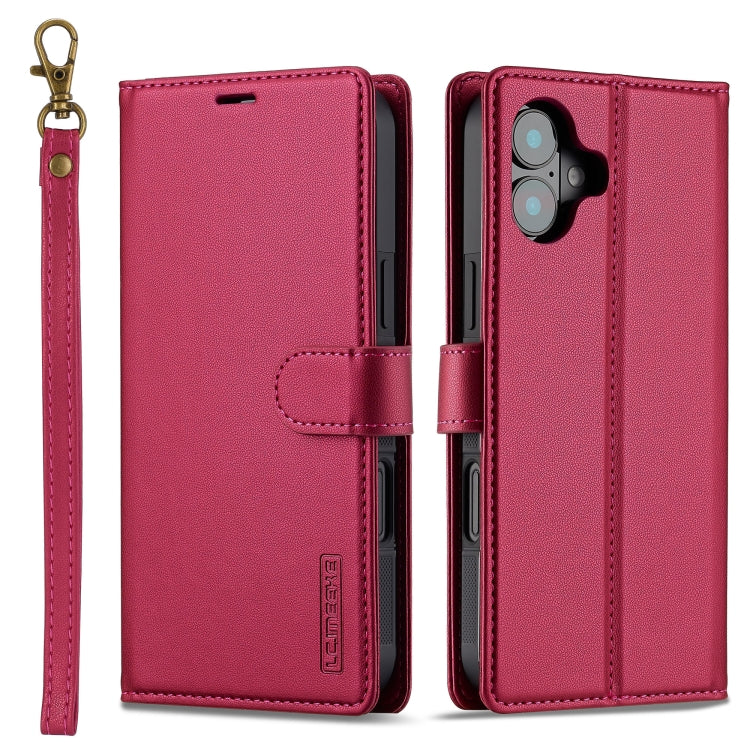 For iPhone 16 Plus LC.IMEEKE L2 Series Detachable Magsafe PU Phone Case with Lanyard(Red) - iPhone 16 Plus Cases by LC.IMEEKE | Online Shopping UK | buy2fix