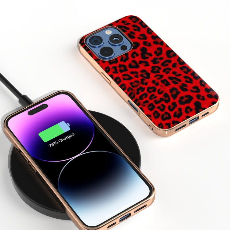 For iPhone 16 Pro Nano Plating Leopard Print Phone Case(Red) - iPhone 16 Pro Cases by buy2fix | Online Shopping UK | buy2fix