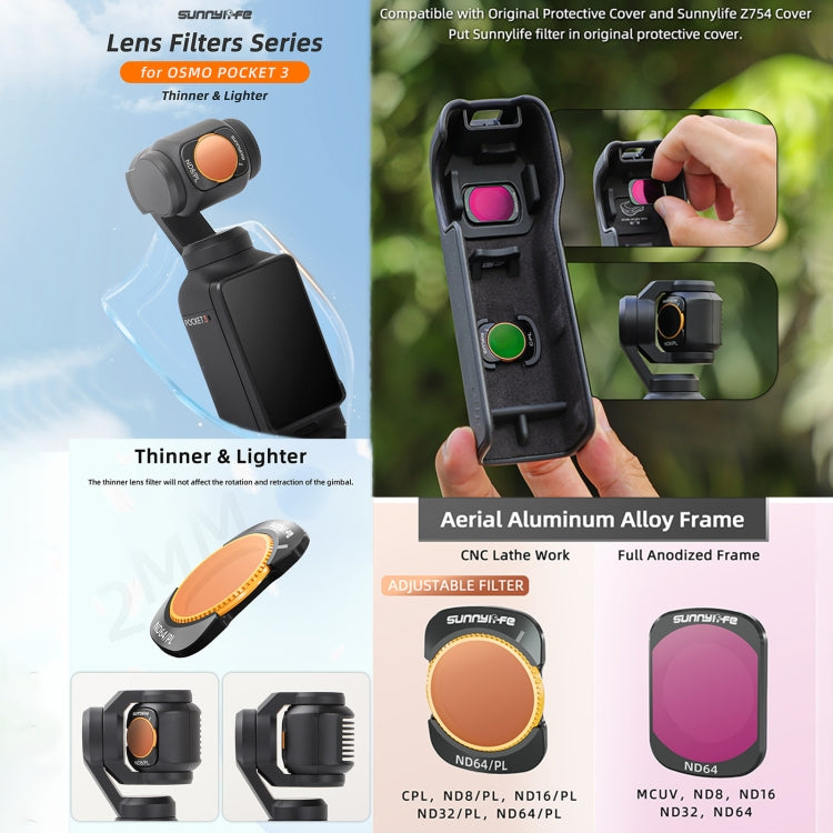 For DJI Osmo Pocket 3 Sunnylife Camera Lens Filter, Filter:6 in 1 UV CPL ND8-64 - Lens Accessories by Sunnylife | Online Shopping UK | buy2fix