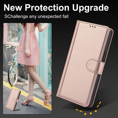 For Motorola Moto G Stylus 5G 2024 Skin Feel Pure Color Card Slots Leather Phone Case with Dual Lanyard(Rose Gold) - Motorola Cases by buy2fix | Online Shopping UK | buy2fix