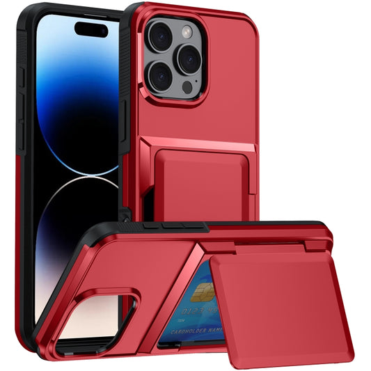 For iPhone 16 Pro Max Card Slot Holder Phone Case(Red) - iPhone 16 Pro Max Cases by buy2fix | Online Shopping UK | buy2fix