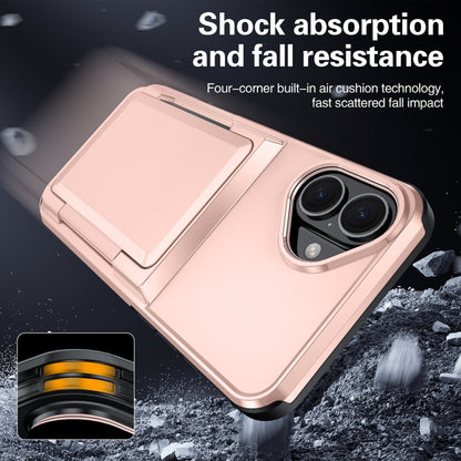 For iPhone 16 Pro Card Slot Holder Phone Case(Rose Gold) - iPhone 16 Pro Cases by buy2fix | Online Shopping UK | buy2fix