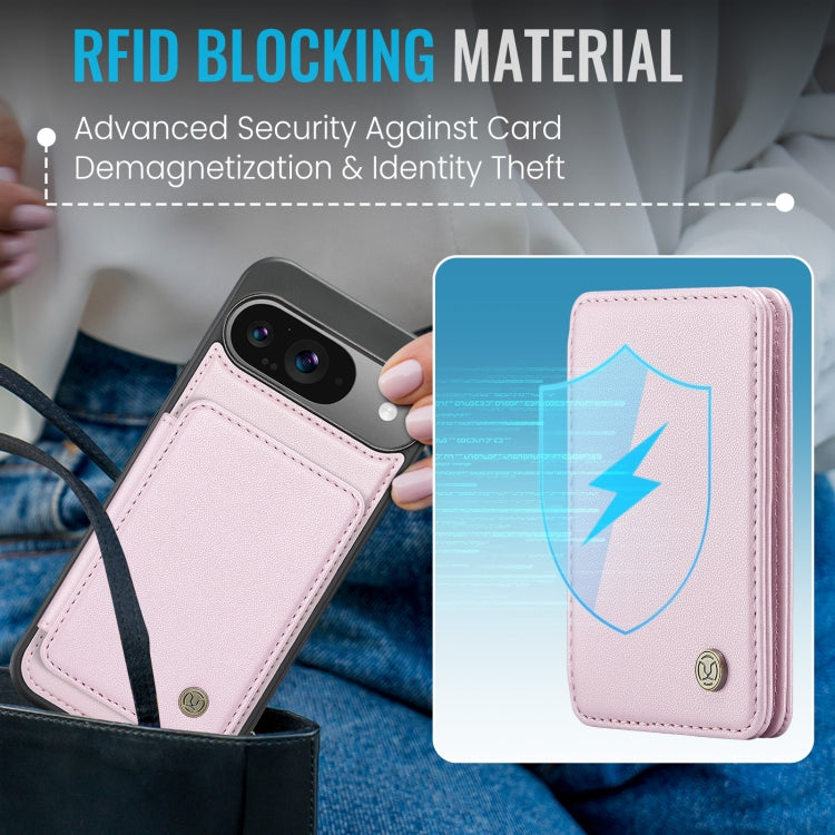 For Google Pixel 9 / 9 Pro JEEHOOD J05 Business Magnetic Style RFID Leather Phone Case(Pink) - Google Cases by JEEHOOD | Online Shopping UK | buy2fix