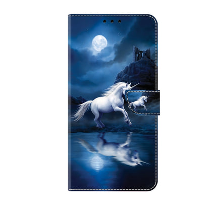 For iPhone 16 Plus Crystal Painted Leather Phone case(White Horse) - iPhone 16 Plus Cases by buy2fix | Online Shopping UK | buy2fix