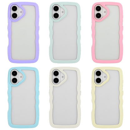 For iPhone 16 Candy Color Wave TPU Clear PC Phone Case(Blue) - iPhone 16 Cases by buy2fix | Online Shopping UK | buy2fix