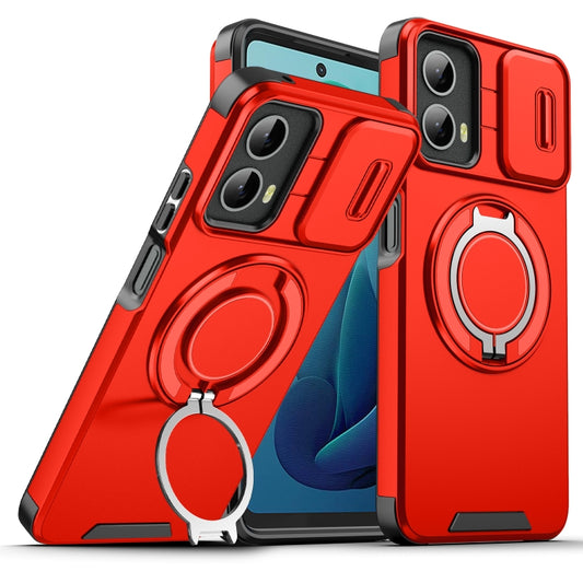 For Motorola Moto G 5G 2024 Sliding Camshield Ring Holder Phone Case(Red) - Motorola Cases by buy2fix | Online Shopping UK | buy2fix