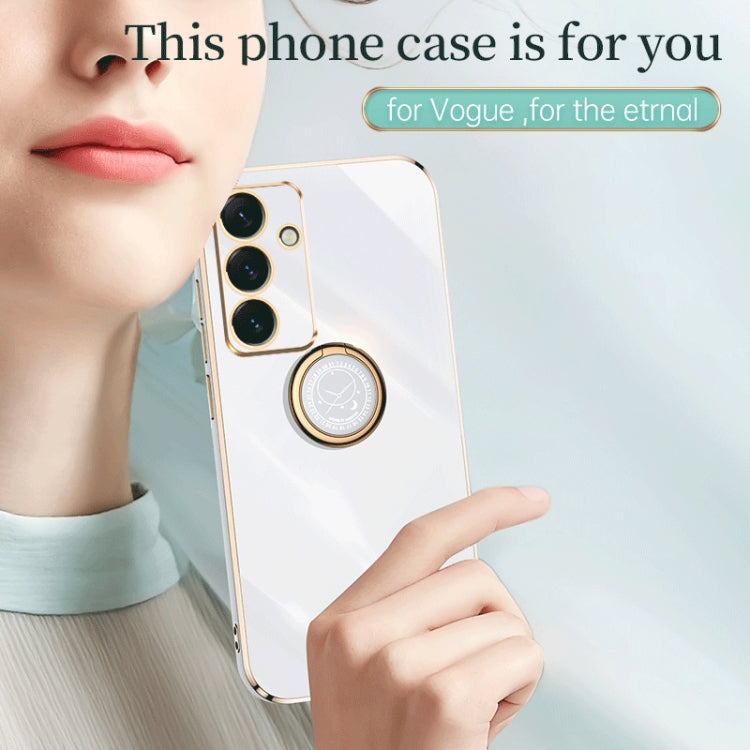 For Samsung Galaxy S24 FE 5G XINLI Straight Edge 6D Electroplate TPU Phone Case with Ring Holder(Mint Green) - Galaxy S24 FE 5G Cases by XINLI | Online Shopping UK | buy2fix