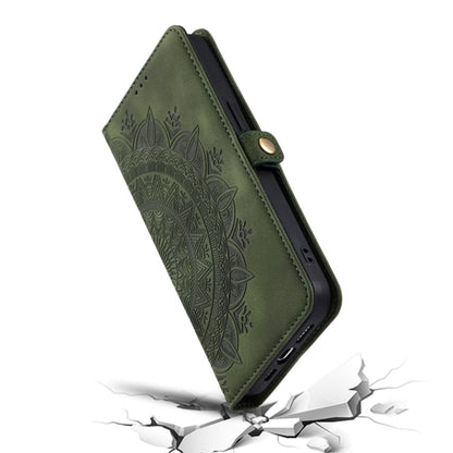 For iPhone 16 Plus Skin Feel Totem Embossed Leather Phone Case(Deep Green) - iPhone 16 Plus Cases by buy2fix | Online Shopping UK | buy2fix