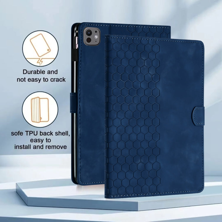 For iPad Pro 11 2024 / Air 10.9 2022 Honeycomb Embossed Leather Smart Tablet Case(Blue) - iPad Pro 11 2024 Cases by buy2fix | Online Shopping UK | buy2fix