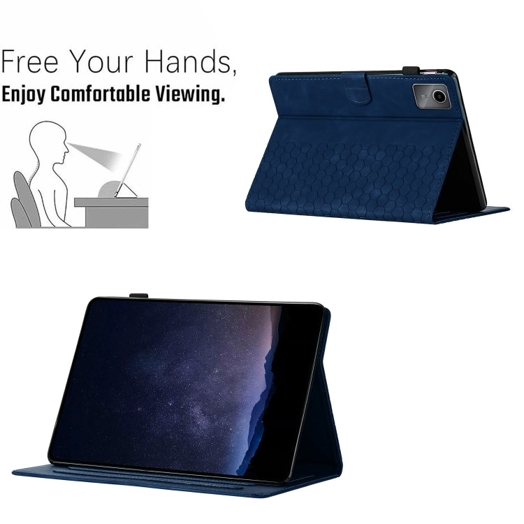 For Lenovo Tab M11 / Xiaoxin Pad 2024 Honeycomb Embossed Leather Smart Tablet Case(Blue) - Lenovo by buy2fix | Online Shopping UK | buy2fix