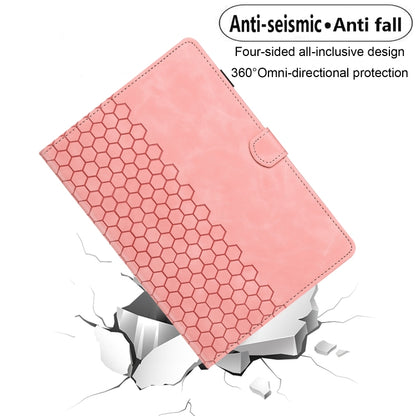 For Samsung Galaxy Tab S9 / S9 FE Honeycomb Embossed Leather Smart Tablet Case(Pink) - Galaxy Tab S9 Cases by buy2fix | Online Shopping UK | buy2fix