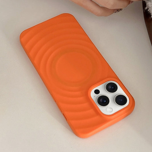 For iPhone 16 Pro Frosted Wave Texture MagSafe Magnetic TPU Phone Case(Orange) - iPhone 16 Pro Cases by buy2fix | Online Shopping UK | buy2fix