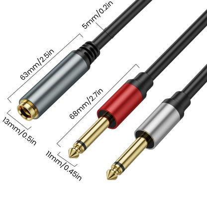 5m 6.35mm TRS Stereo Female to 2 x 6.35mm TS Male Mono Audio Adapter Cable(Black) - Video & Audio Cable by buy2fix | Online Shopping UK | buy2fix