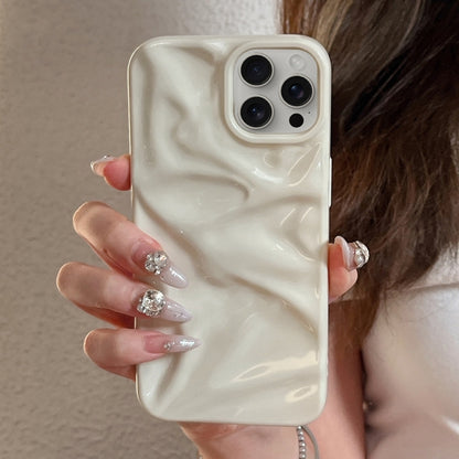 For iPhone 16 Plus Water Ripple Electroplating Paint TPU Phone Case(Milky White) - iPhone 16 Plus Cases by buy2fix | Online Shopping UK | buy2fix