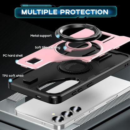 For Samsung Galaxy S25 5G Ring Holder Carbon Fiber PC Hybrid TPU Phone Case(Rose Gold) - Galaxy S25 5G Cases by buy2fix | Online Shopping UK | buy2fix