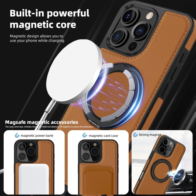 For iPhone 16 Pro Max Yashi 360 Degree Rotating MagSafe Holder Phone Case(Brown) - iPhone 16 Pro Max Cases by buy2fix | Online Shopping UK | buy2fix