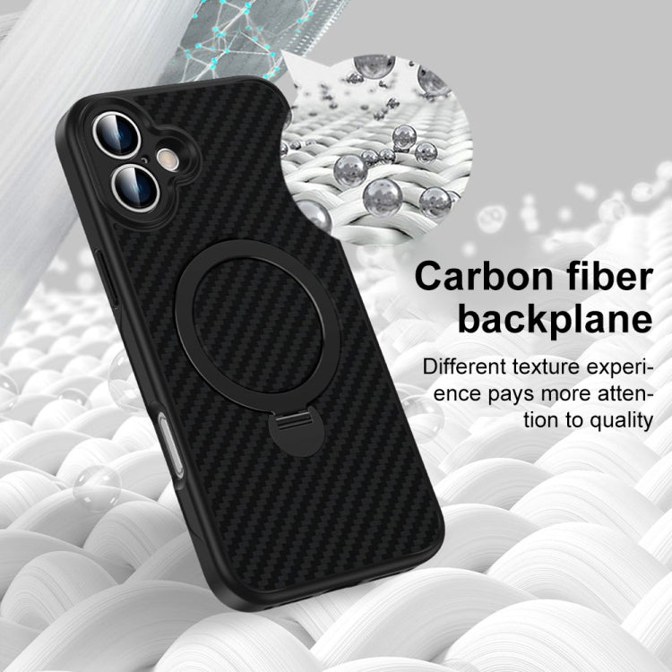 For iPhone 12 Pro Max Carbon Fiber MagSafe 360 Degree Rotating Holder Phone Case(Black) - iPhone 12 Pro Max Cases by buy2fix | Online Shopping UK | buy2fix