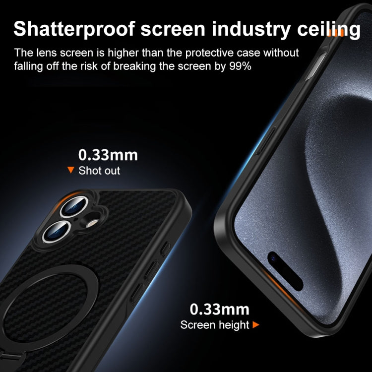 For iPhone 12 Pro Max Carbon Fiber MagSafe 360 Degree Rotating Holder Phone Case(Black) - iPhone 12 Pro Max Cases by buy2fix | Online Shopping UK | buy2fix