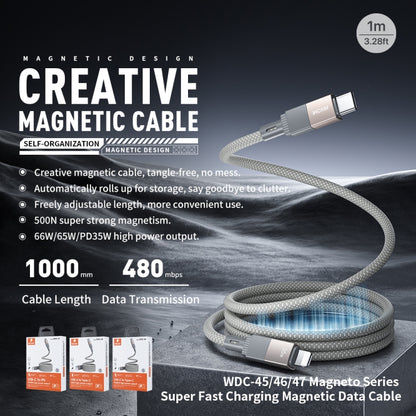 WK WDC-47 Magneto Series 1m PD35W Type-C to 8 Pin Fast Charging Magnetic Data Cable(Grey) - 2 in 1 Cable by WK | Online Shopping UK | buy2fix