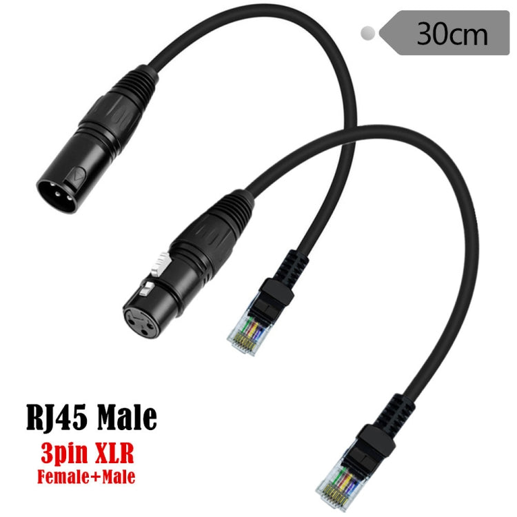 XLR 3 Pin Female to RJ45 Male Network Extension Cable for DMX-CON Controller Series, Length: 30cm(Black) - Lan Cable and Tools by buy2fix | Online Shopping UK | buy2fix