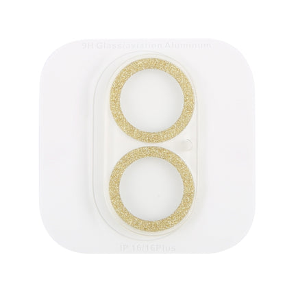 For iPhone 16 / 16 Plus Glitter Ring Tempered Glass Camera Lens Film(Gold) - iPhone 16 Plus Tempered Glass by buy2fix | Online Shopping UK | buy2fix