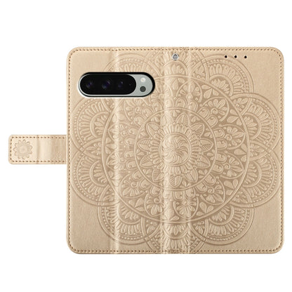 For Google Pixel 9 / 9 Pro Flower Embossed Leather Phone Case(Gold) - Google Cases by buy2fix | Online Shopping UK | buy2fix