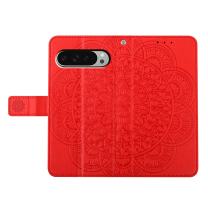 For Google Pixel 9 Pro XL Flower Embossed Leather Phone Case(Red) - Google Cases by buy2fix | Online Shopping UK | buy2fix