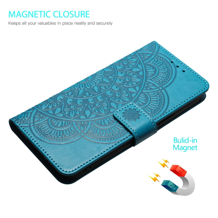 For Google Pixel 9 Pro XL Flower Embossed Leather Phone Case(Blue) - Google Cases by buy2fix | Online Shopping UK | buy2fix