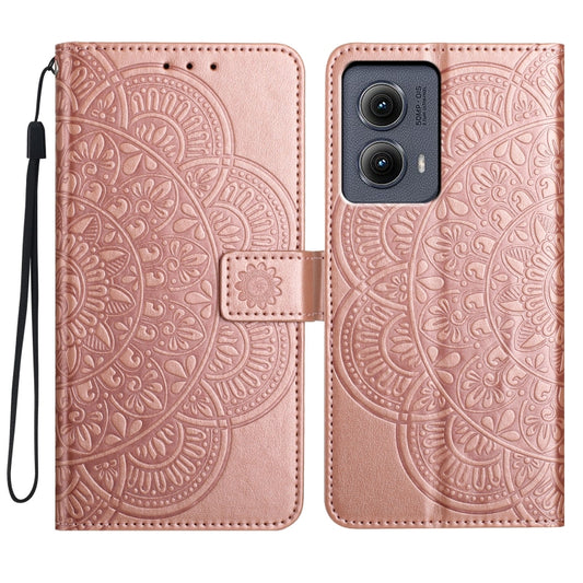 For Motorola Edge 2024 Flower Embossed Leather Phone Case(Rose Gold) - Motorola Cases by buy2fix | Online Shopping UK | buy2fix