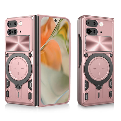 For Google Pixel 9 Pro Fold CD Texture Sliding Camshield Magnetic Holder Phone Case(Pink) - Google Cases by buy2fix | Online Shopping UK | buy2fix