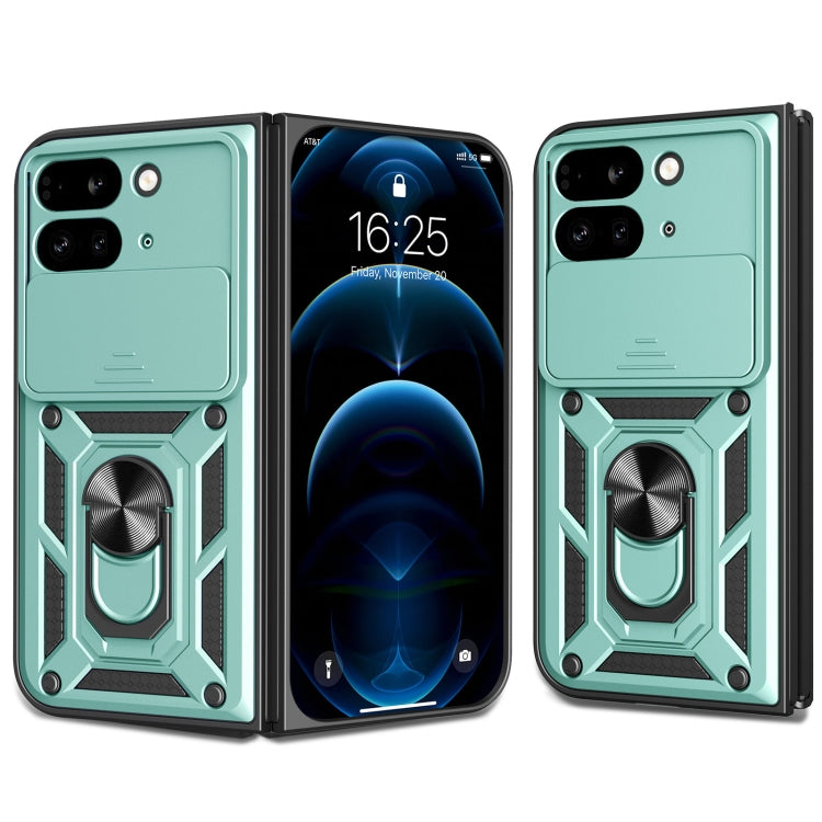 For Google Pixel 9 Pro Fold Sliding Camera Cover Design TPU+PC Phone Case(Green) - Google Cases by buy2fix | Online Shopping UK | buy2fix