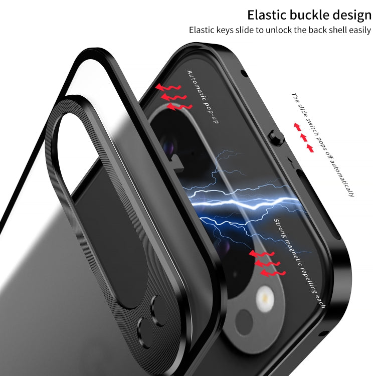 For Google Pixel 9 / 9 Pro Snap Buckle Metal Frame Frosted Phone Case(Black) - Google Cases by buy2fix | Online Shopping UK | buy2fix