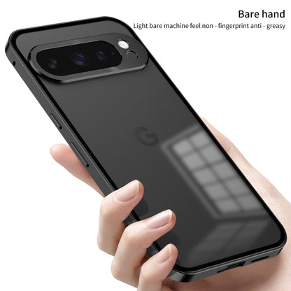 For Google Pixel 9 / 9 Pro Snap Buckle Metal Frame Frosted Phone Case(Black) - Google Cases by buy2fix | Online Shopping UK | buy2fix