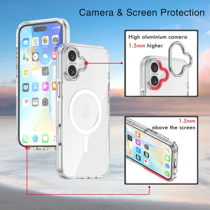 For iPhone 16 Metal Buttons MagSafe Magnetic PC Hybrid TPU Phone Case(Transparent) - iPhone 16 Cases by buy2fix | Online Shopping UK | buy2fix