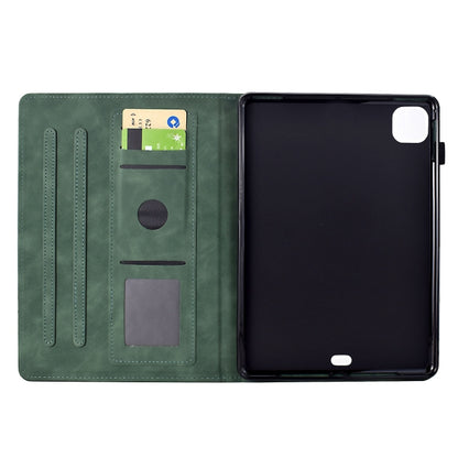 For iPad Pro 11 2024 Cats Embossed Leather Smart Tablet Case(Green) - iPad Pro 11 2024 Cases by buy2fix | Online Shopping UK | buy2fix