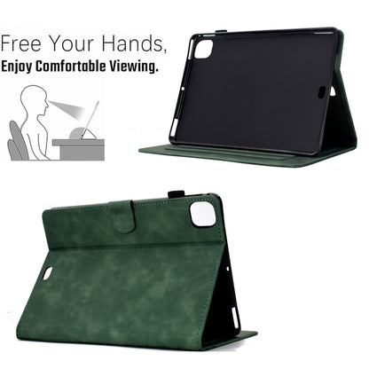 For iPad Pro 11 2024 Cats Embossed Leather Smart Tablet Case(Green) - iPad Pro 11 2024 Cases by buy2fix | Online Shopping UK | buy2fix