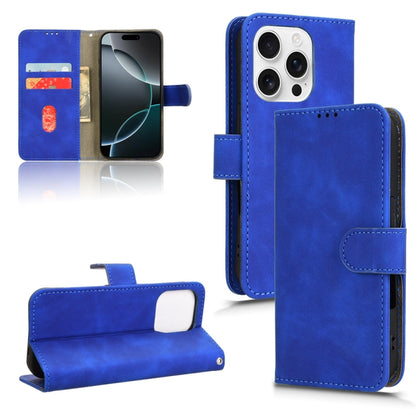 For iPhone 16 Pro Skin Feel Magnetic Flip Leather Phone Case(Blue) - iPhone 16 Pro Cases by buy2fix | Online Shopping UK | buy2fix